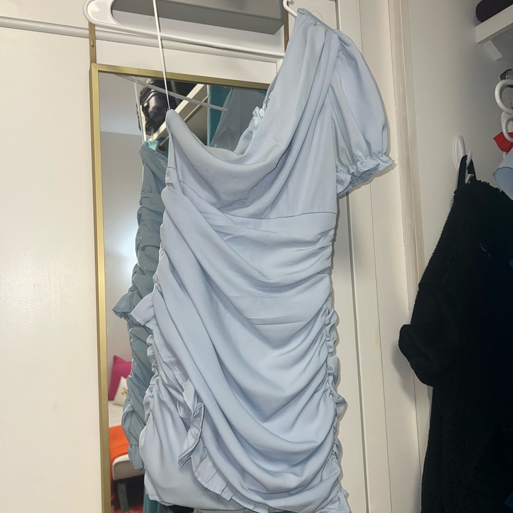 Blue one shoulder mini HELLO MOLLY DRESS